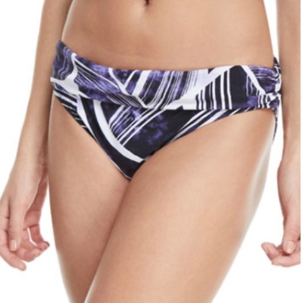 La Blanca NWT Purple Abstract Geometric Foldover Bikini Bottom LB8YD95 Size 12